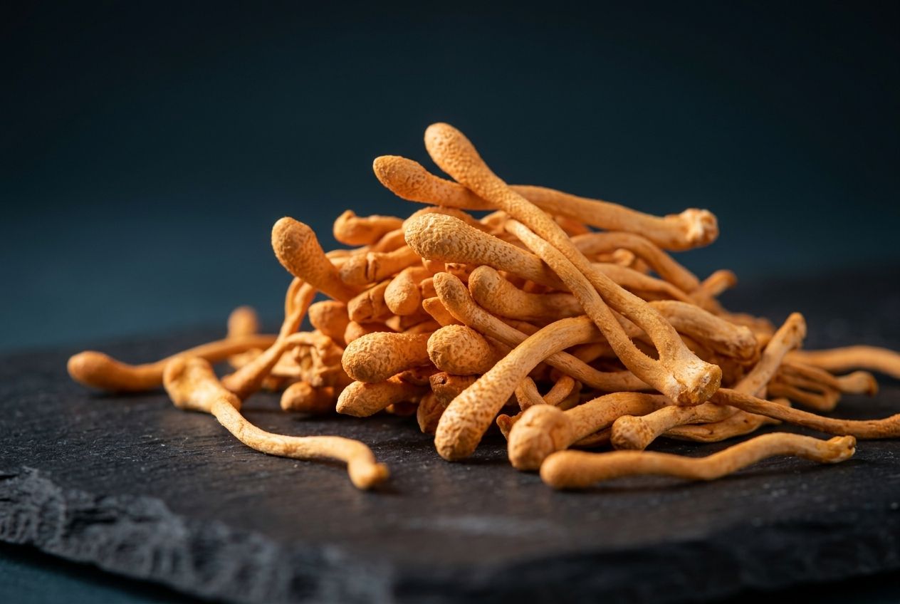 Cordyceps mushroom powder associated with stamina and vitality